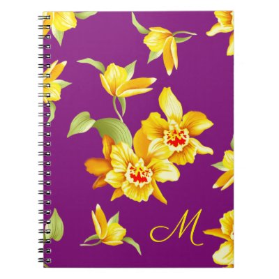 Monogrammed Golden Daffodils on Purple