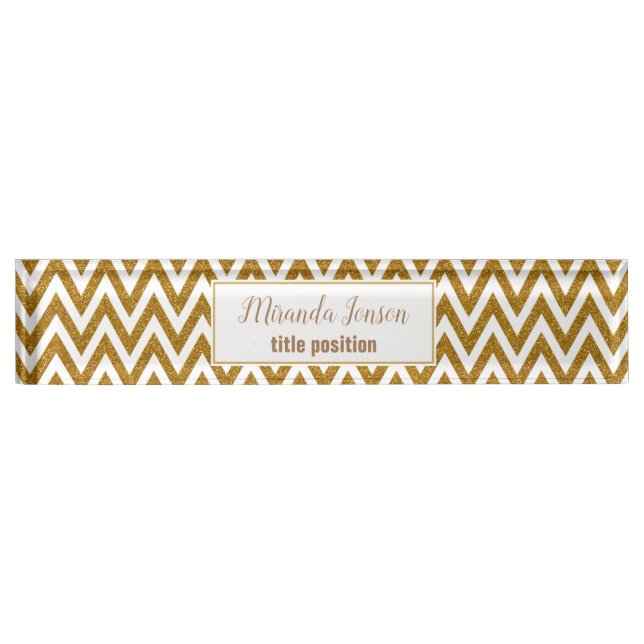Monogrammed Golden Glitter Desk Name Plate (Front)