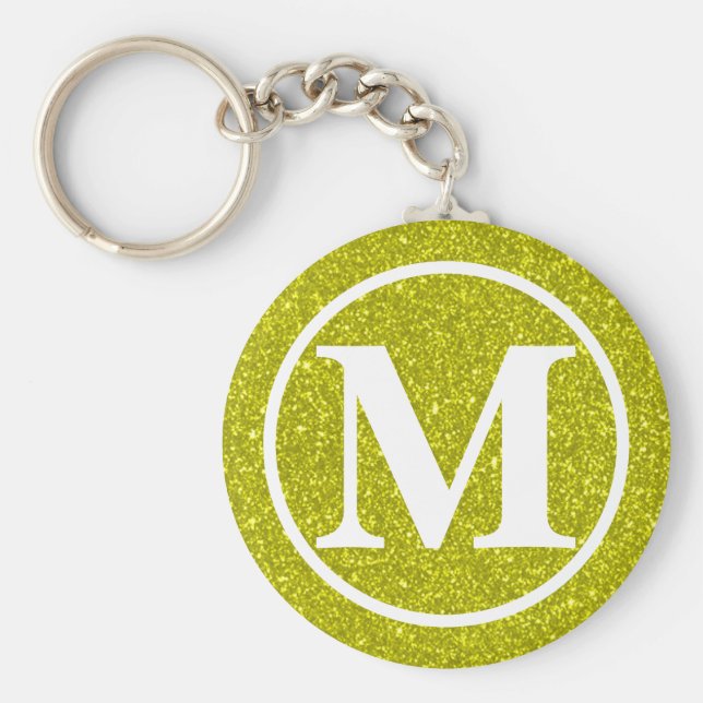 Monogrammed Golden Glitz BB Keychain (Front)