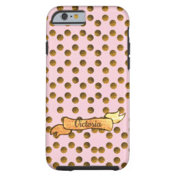 Monogrammed Golden Polka dots iPhone 6/6s, Tough Tough iPhone 6 Case