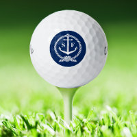Monogrammed Golf Ball Classic Nautical Blue Anchor