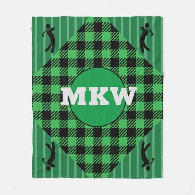 Monogrammed Golf Cart Fleece Throw Blanket (Front)