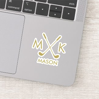 Monogrammed Golf Club Logo Gold Color Minimalist