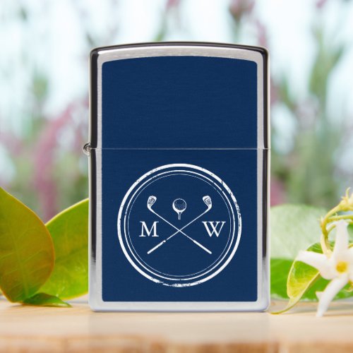 Monogrammed Golf Club Tee Classic Navy Blue Zippo Lighter