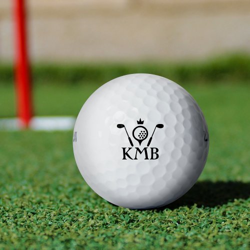 Monogrammed Golf Clubs and Crown Logo Custom Golf Balls