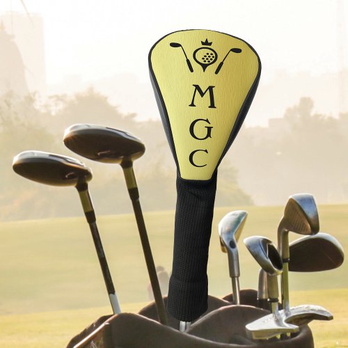 Monogrammed Golf Clubs and Crown Logo Gold Custom Golf Head Cover