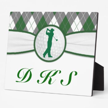 Monogrammed Golf Plaid Plaque by DKGolf at Zazzle