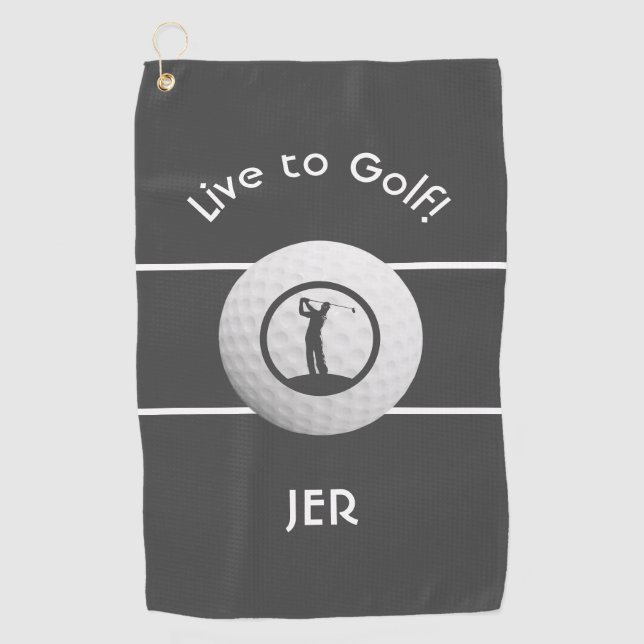 Monogrammed Golf Player Sports Quote Dark Gray Towel (Front)