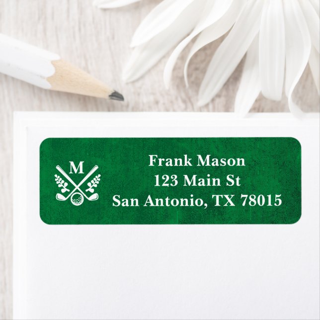 Monogrammed Golf Return Address Label (Insitu)