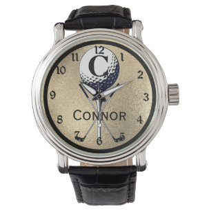 Monogrammed Golf Tee Gold Watch