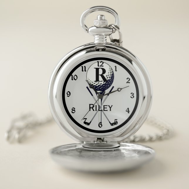 Monogrammed Golf Tee Pocket Watch (Inside)