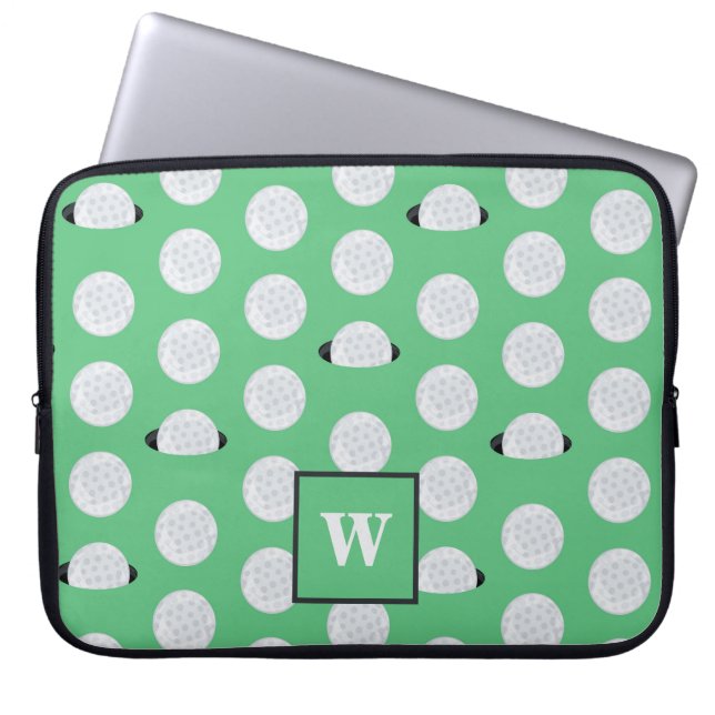Monogrammed Golfer Hole In One Golf Balls Laptop Sleeve (Front)