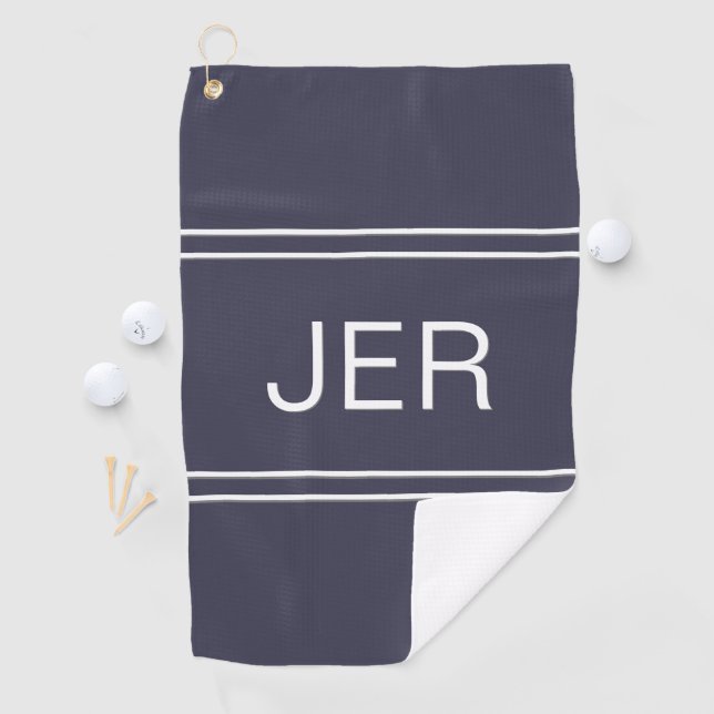 Monogrammed Golfer Modern Elegant Custom Navy Blue Golf Towel (InSitu)