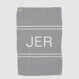 Monogrammed Golfer Sports Modern Professional Gray Golf Towel
