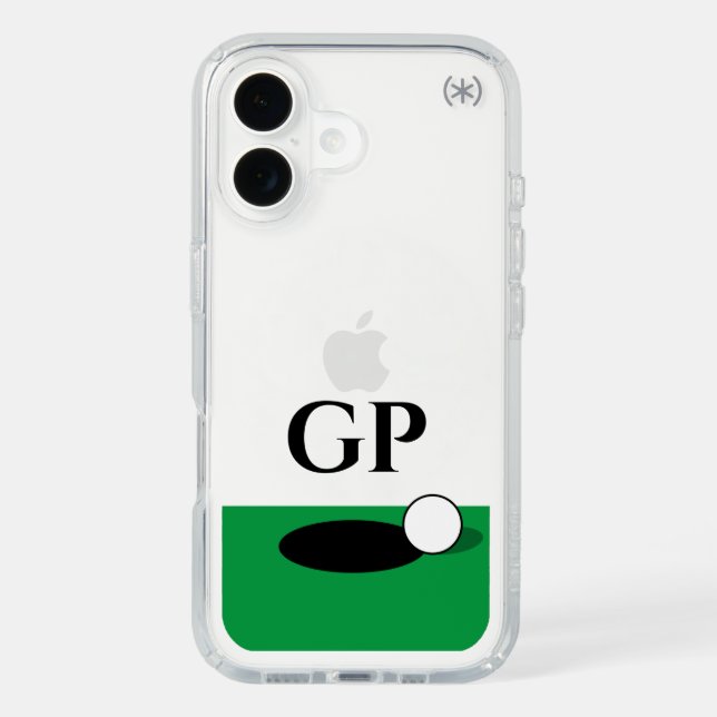 Monogrammed golfer's SPECK Presidio iPhone 15 case (Front)