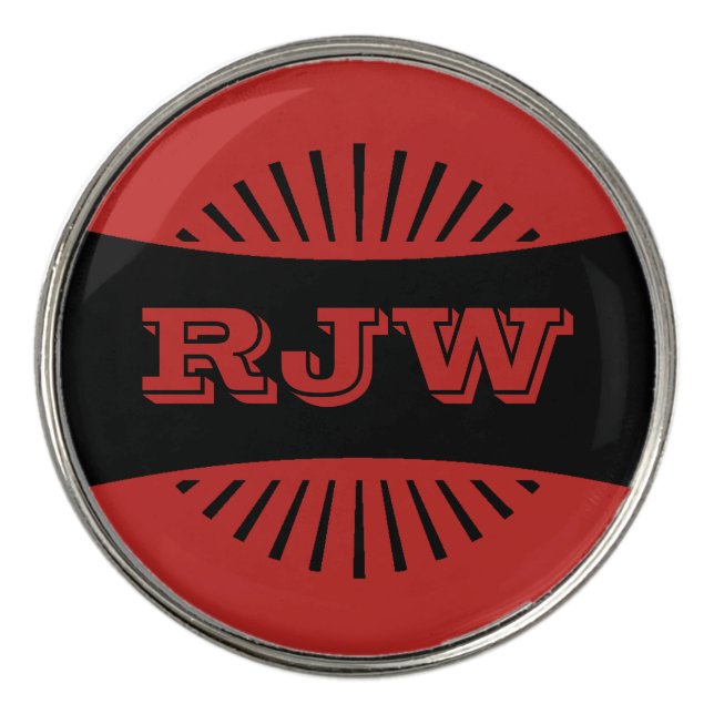 Monogrammed Golfing Modern Design Golf Ball Marker (Front)