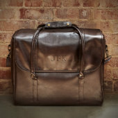 Monogrammed Graham Leather Wine Weekender Bag (Front)