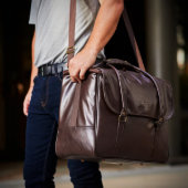Monogrammed Graham Leather Wine Weekender Bag (Lifestyle)