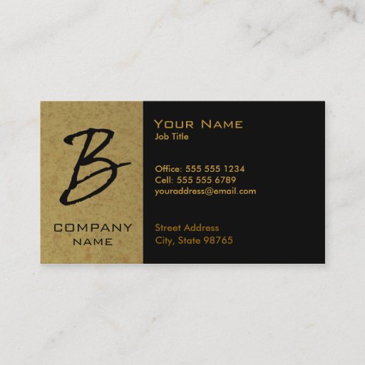 Customizable Monogrammed Granite Business Card - B