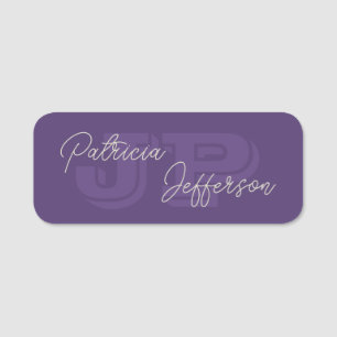 Monogrammed Grape Violet Handwritten Calligraphy Name Tag