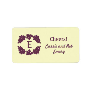 Monogrammed Grape Wine Labels