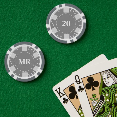Monogrammed Gray 20 Poker Chips