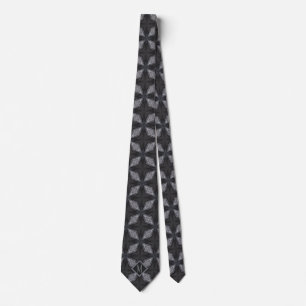 Monogrammed Gray & Black Unique Pattern Design Neck Tie