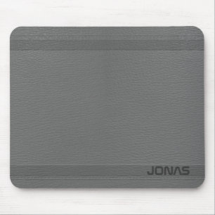 Monogrammed Gray Leather Look Mouse Pad