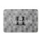 Monogrammed gray mosaic tile pattern bath mat