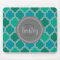 Monogrammed Gray Teal Modern Lattice Pattern