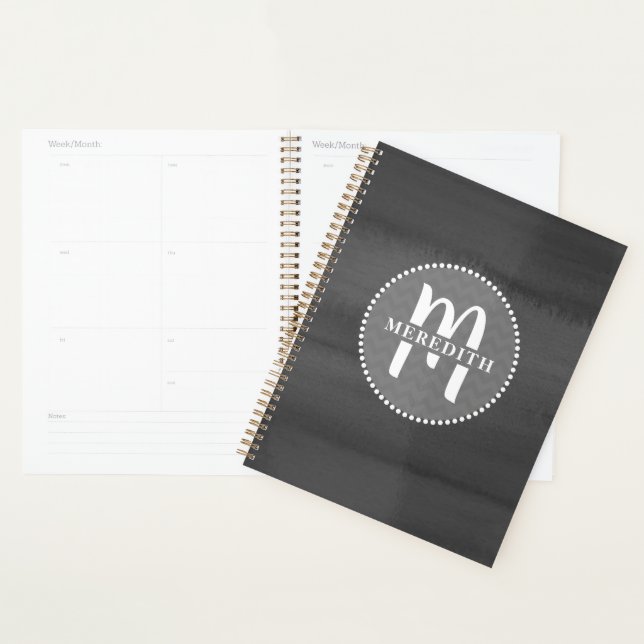 Monogrammed Gray Watercolor Planner (Display)