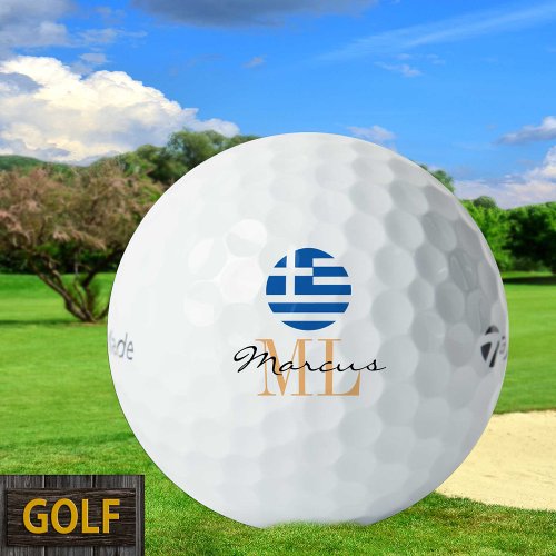 Monogrammed Greek Flag  Greece Golf Balls