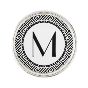 Monogrammed Greek Key Lapel Pin