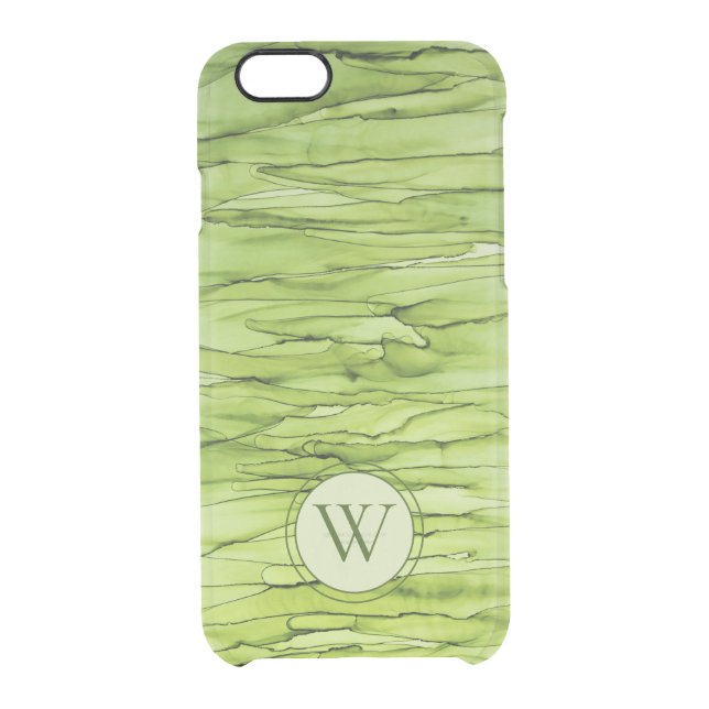 Monogrammed Green Art Uncommon iPhone Case (Back)