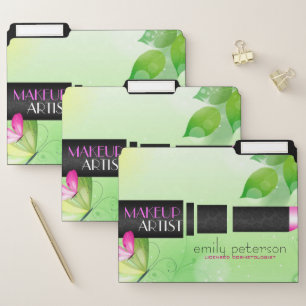 Monogrammed Green Background With Pink Lipstick File Folder
