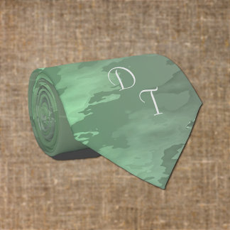 Monogrammed  green camo pattern neck tie