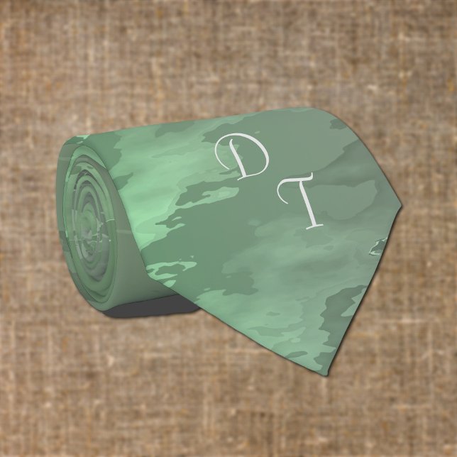 Monogrammed  green camo pattern neck tie (Creator Uploaded)