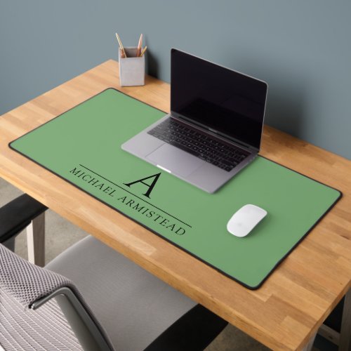 Monogrammed Green Desk Mat