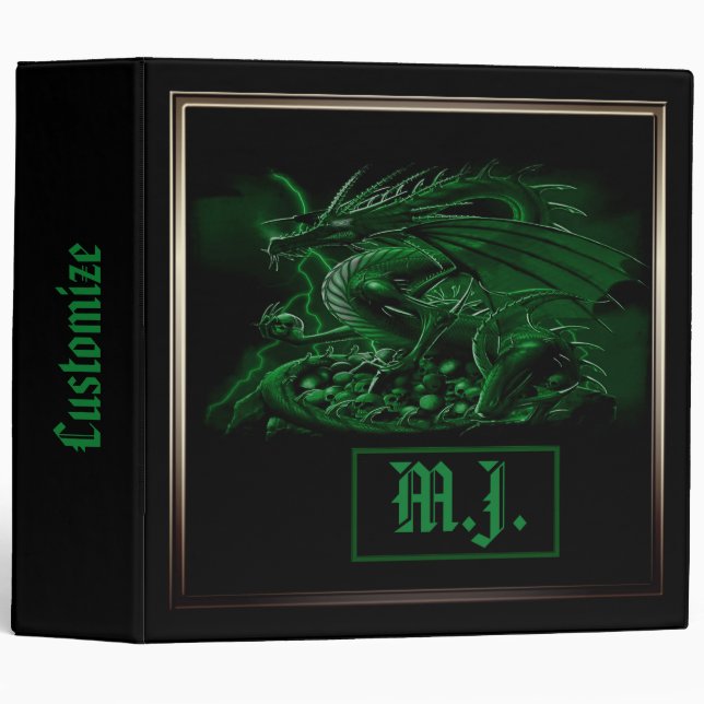 Monogrammed Green Dragon Binder (Front/Spine)