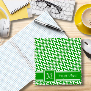 Monogrammed Green Houndstooth Graph Paper Notebook