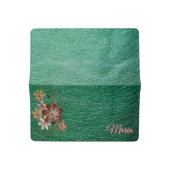 Monogrammed Green Leather Checkbook Cover (Open)