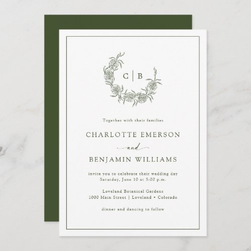Monogrammed Green Wedding Invitations