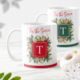 Monogrammed, Greenery and Holiday Cookies Festive Coffee Mug