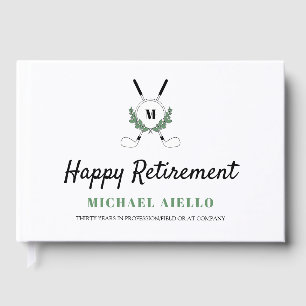 Monogrammed Greenery Golf Themed Retirement Party Guest Book