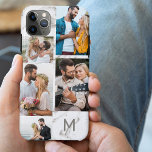 Monogrammed Grey Marble 5 Photo Collage iPhone 11 Pro Max Case<br><div class="desc">Customized iPhone case with your initial, multi photo collage and grey marble background. The photo template is set up ready for you to add your pictures, working clockwise from top right. The marble is a subtle watercolor design. The photo collage uses landscape and portrait formats to give you a variety...</div>