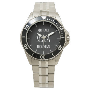 Monogrammed Groomsman Bestman Father Groom Bride Watch