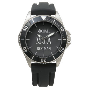 Monogrammed Groomsman Bestman Father Groom Bride Watch