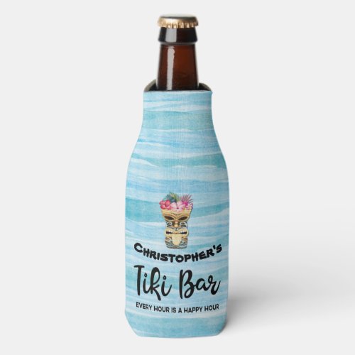 Monogrammed Groomsmen Tiki Bar Bachelor Party Can  Bottle Cooler