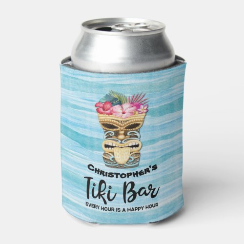 Monogrammed Groomsmen Tiki Bar Bachelor Party Can Cooler