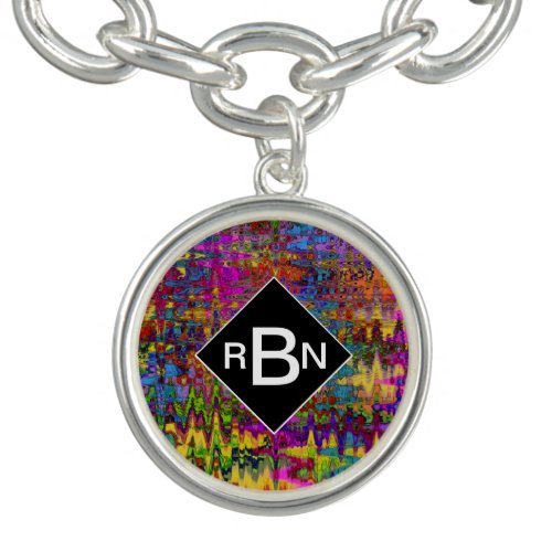 Monogrammed Groovy Abstract Charm Bracelet